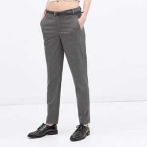 Zara pants pinstripe grey pants straight ankle length S front pockets